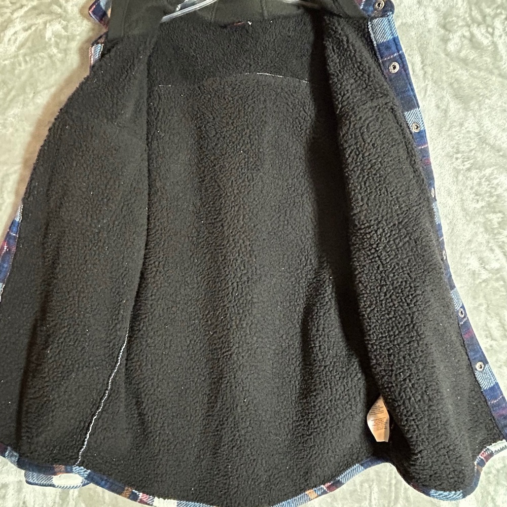 Quiksilver Men Hooded Flannel Shirt Jacket Blue Plaid Sherpa Lined Small Shacket - Picture 7 of 13